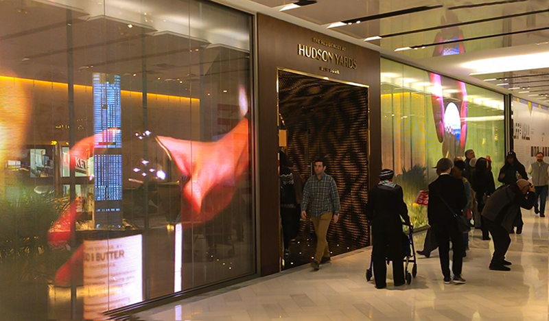 美國紐約哈德遜城市廣場櫥窗透明屏項目